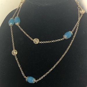 Bonnie J Station Necklace with blue beads